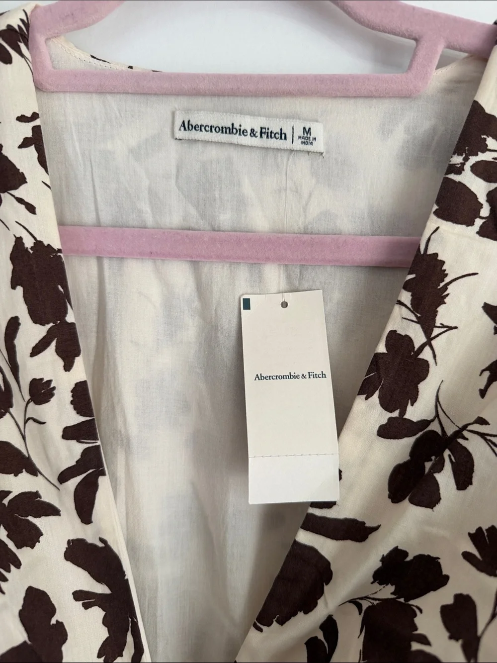 Abercrombie & Fitch Cream Maxi Dress with Brown Floral Print